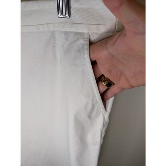 Tory Burch Women's White Cropped Pants Stretch Cotton Tailored Size 14 - Picture 2 of 13